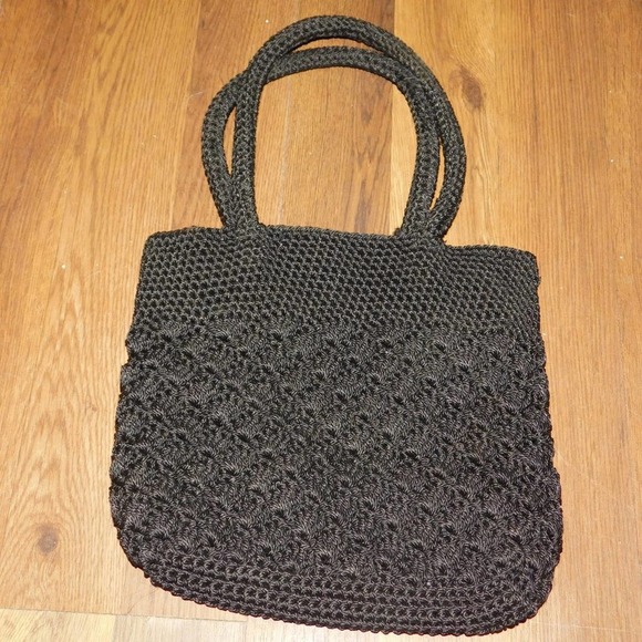 Black Crochet Bag by La Rue snap closure - Picture 4 of 4
